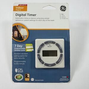 GE Indoor Digital 7 day Programmable Timer #15089 NEW With Vaction and Security